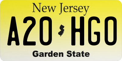 NJ license plate A20HGO