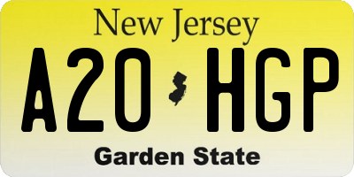 NJ license plate A20HGP