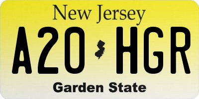 NJ license plate A20HGR