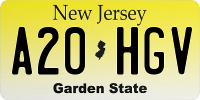 NJ license plate A20HGV