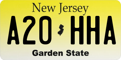 NJ license plate A20HHA