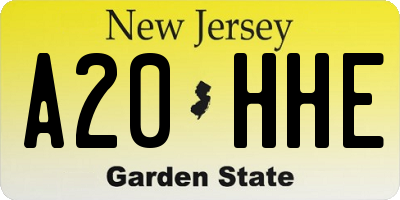 NJ license plate A20HHE