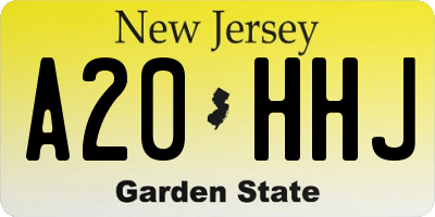 NJ license plate A20HHJ