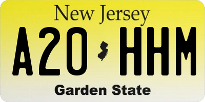 NJ license plate A20HHM