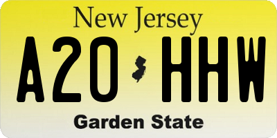 NJ license plate A20HHW