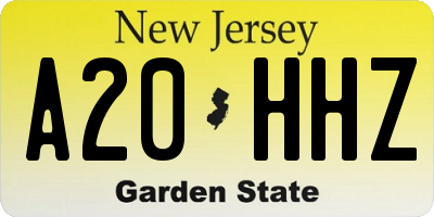 NJ license plate A20HHZ