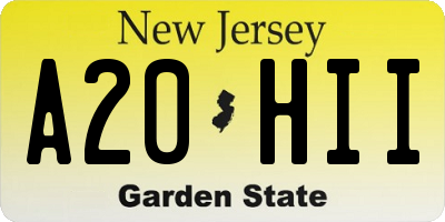 NJ license plate A20HII