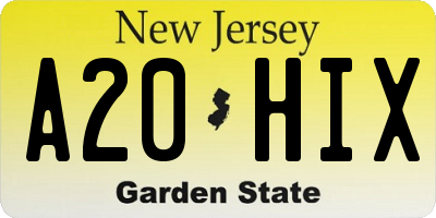 NJ license plate A20HIX