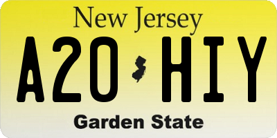 NJ license plate A20HIY