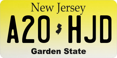 NJ license plate A20HJD