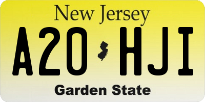 NJ license plate A20HJI