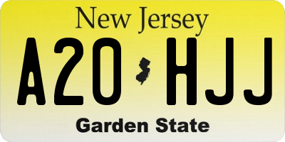 NJ license plate A20HJJ