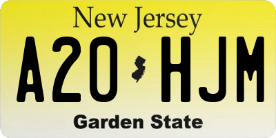 NJ license plate A20HJM