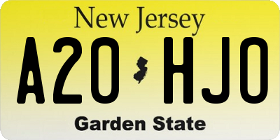 NJ license plate A20HJO