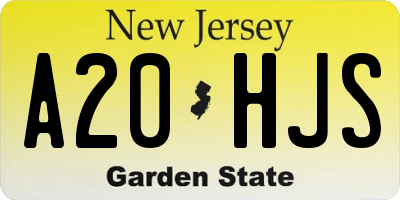 NJ license plate A20HJS