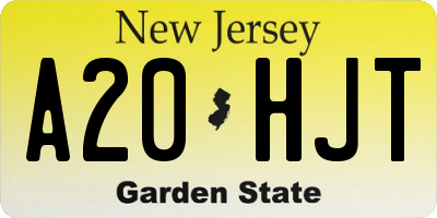 NJ license plate A20HJT