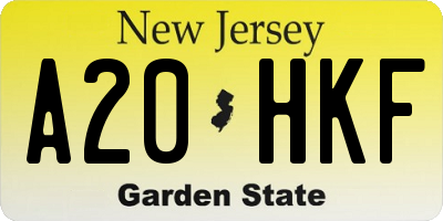 NJ license plate A20HKF