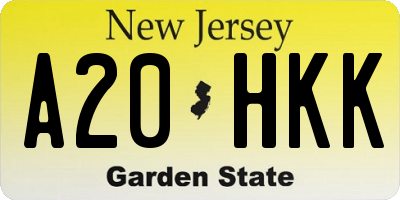 NJ license plate A20HKK