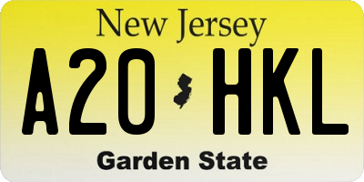 NJ license plate A20HKL