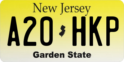 NJ license plate A20HKP