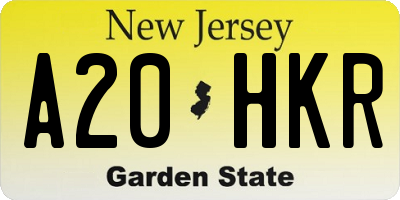 NJ license plate A20HKR