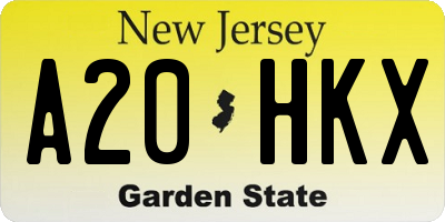 NJ license plate A20HKX