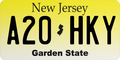 NJ license plate A20HKY