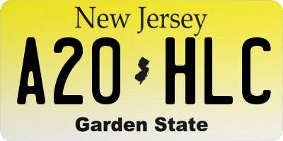 NJ license plate A20HLC