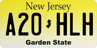 NJ license plate A20HLH