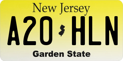 NJ license plate A20HLN