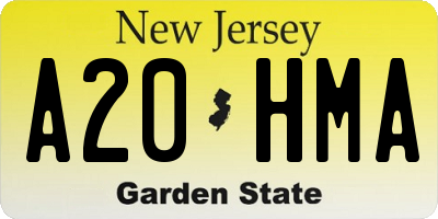 NJ license plate A20HMA