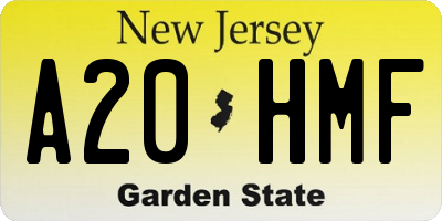 NJ license plate A20HMF