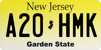 NJ license plate A20HMK