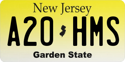 NJ license plate A20HMS