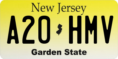 NJ license plate A20HMV