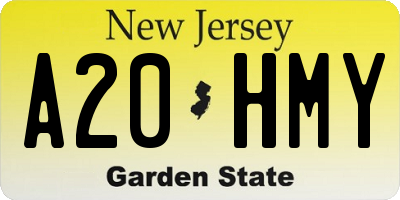 NJ license plate A20HMY