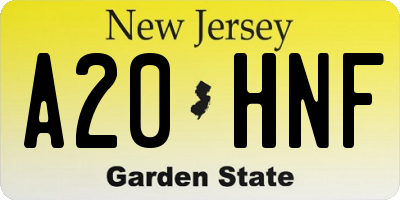 NJ license plate A20HNF