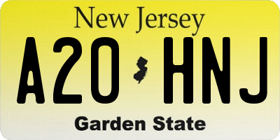 NJ license plate A20HNJ