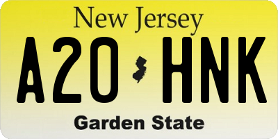 NJ license plate A20HNK