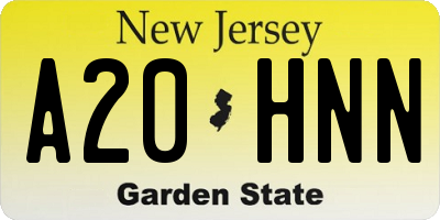 NJ license plate A20HNN