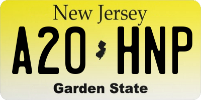 NJ license plate A20HNP