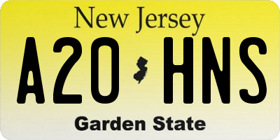 NJ license plate A20HNS