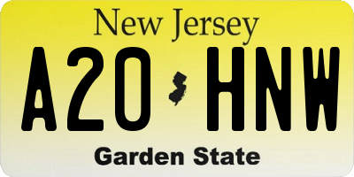 NJ license plate A20HNW
