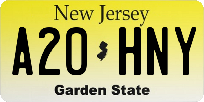 NJ license plate A20HNY