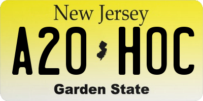 NJ license plate A20HOC