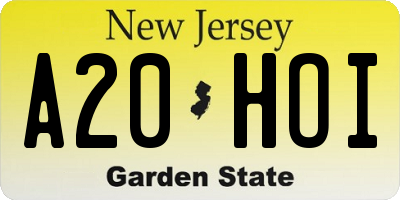 NJ license plate A20HOI