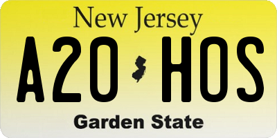 NJ license plate A20HOS