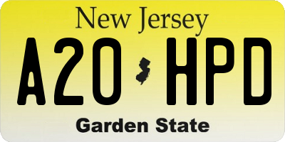 NJ license plate A20HPD