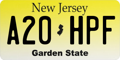 NJ license plate A20HPF