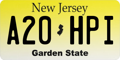 NJ license plate A20HPI